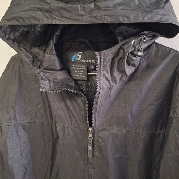 i5 Apparel Windbreaker Black Mens XL Lightweight Zip Hood Outdoor Jog Jacket - Picture 5 of 11